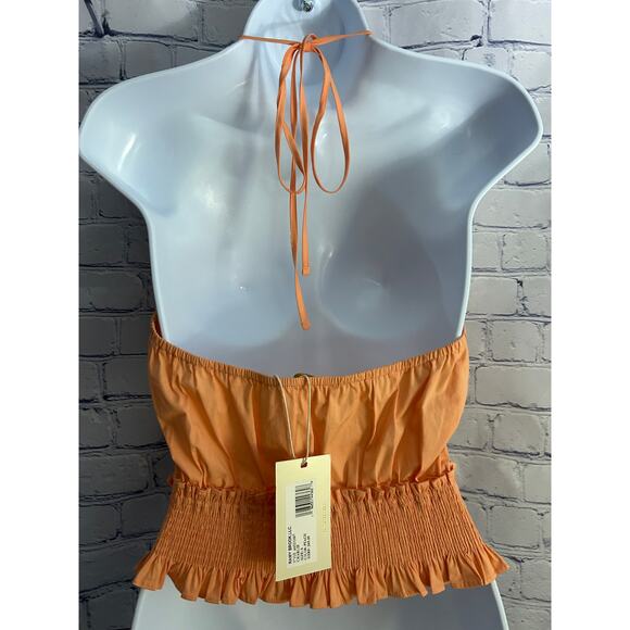 New Ramy Brook Charlie Pleated Halter Summer Top, Peach, Size Small - Picture 10 of 10
